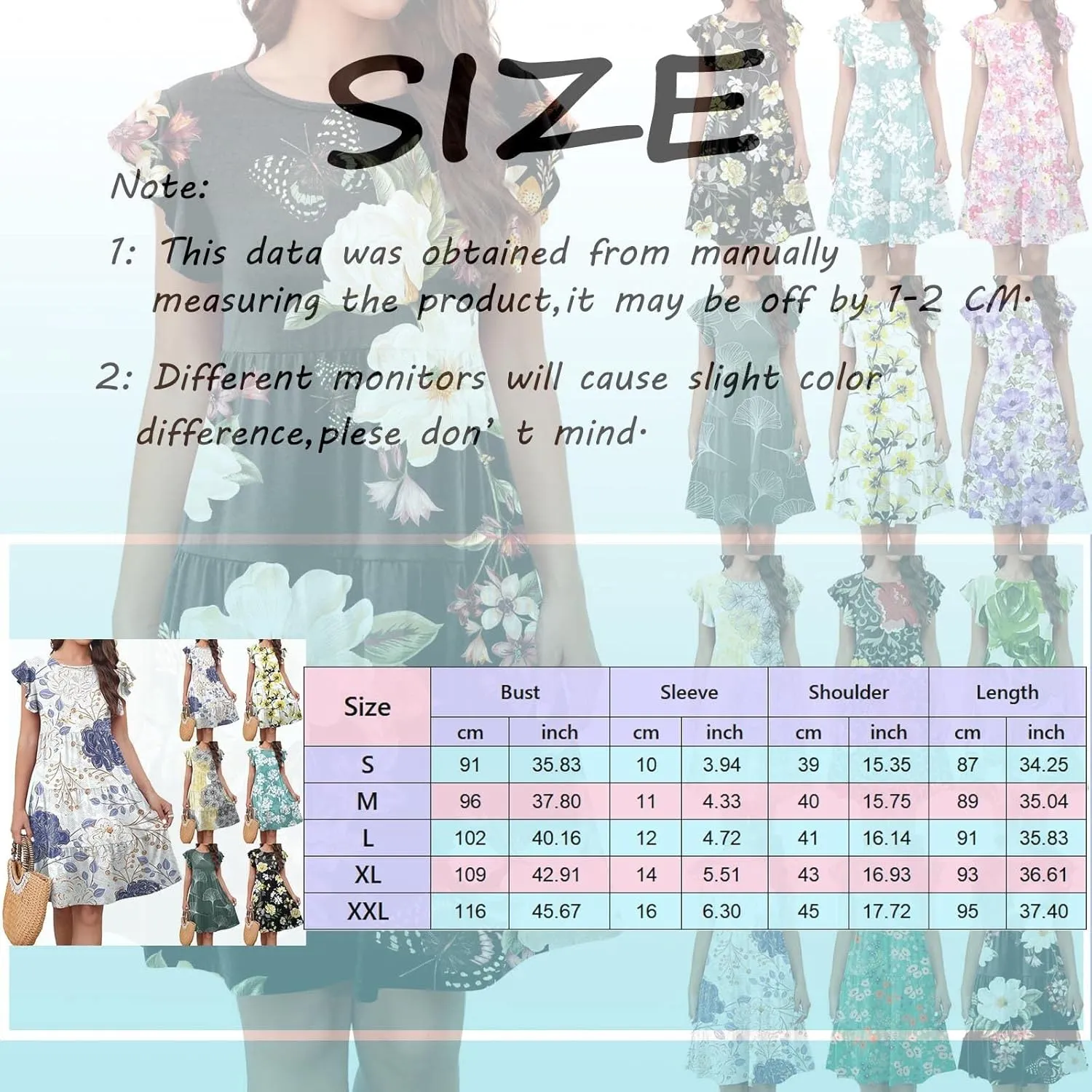 HGOOGY Spring Dress Plus Size Dress for Women Casual Beach Cute Ruffle Sleeve Mini Casual Maxi Dresses for Women