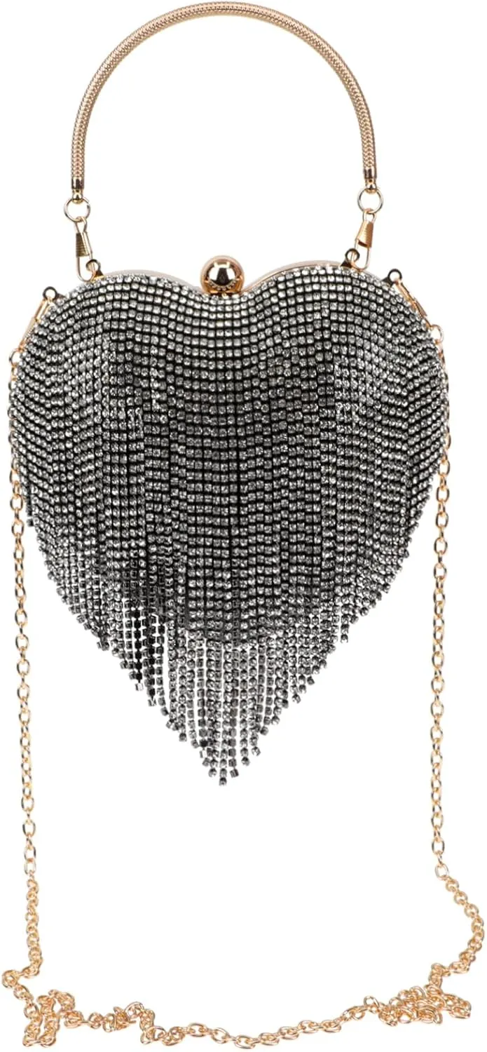 Homoyoyo Elegant Heart Shaped Evening Bag Luxury Fashion Clutch Purse for Cocktail Wedding Party Prom Formal Events Stylish Handbag with Fine Workmanship and Durable Material