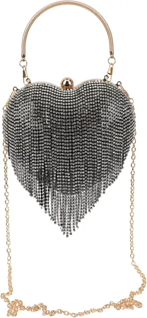 Homoyoyo Elegant Heart Shaped Evening Bag Luxury Fashion Clutch Purse for Cocktail Wedding Party Prom Formal Events Stylish Handbag with Fine Workmanship and Durable Material