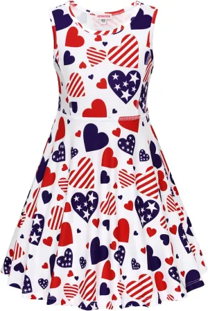 JESKIDS Little Girls Unicorn Dress Sleeveless Casual Twirl Dresses Print Sundress