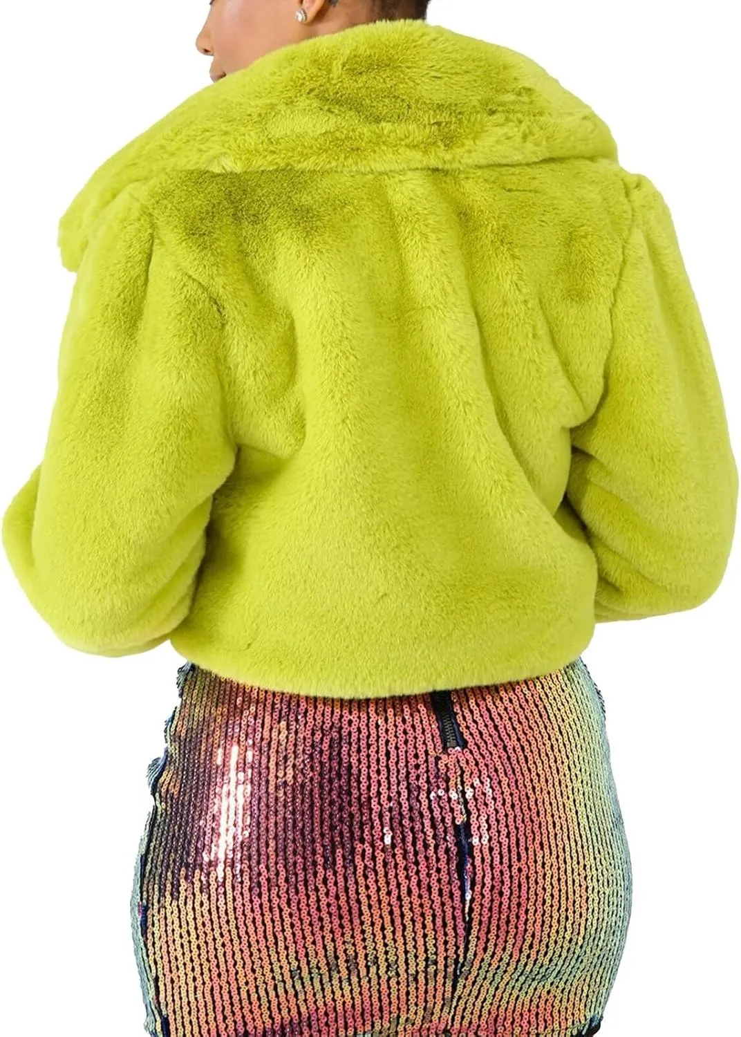 JURIS Ladies Fur Coats Fur Coat - A Stylish Winter Essential Faux Fur Cardigan Short Jacket Women's Plush Jacket