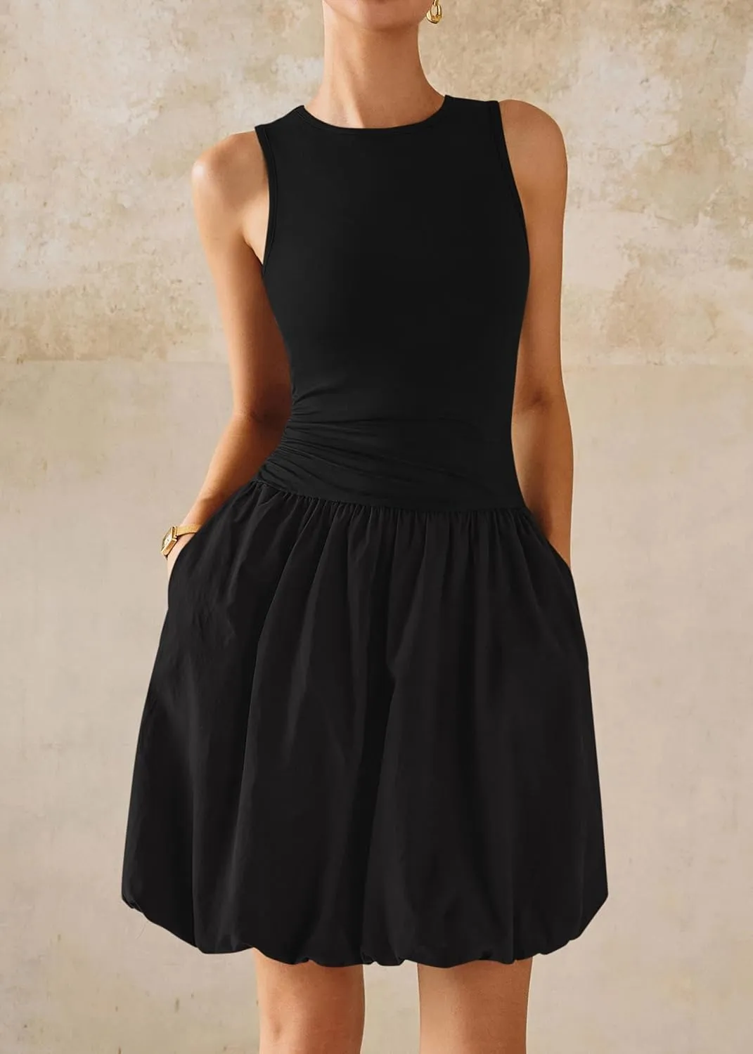 KIRUNDO Summer Bubble Dress for Women 2025 Casual Mini Spring Bodycon Cocktail Dresses Sleeveless Drop Waist Sundress Beach