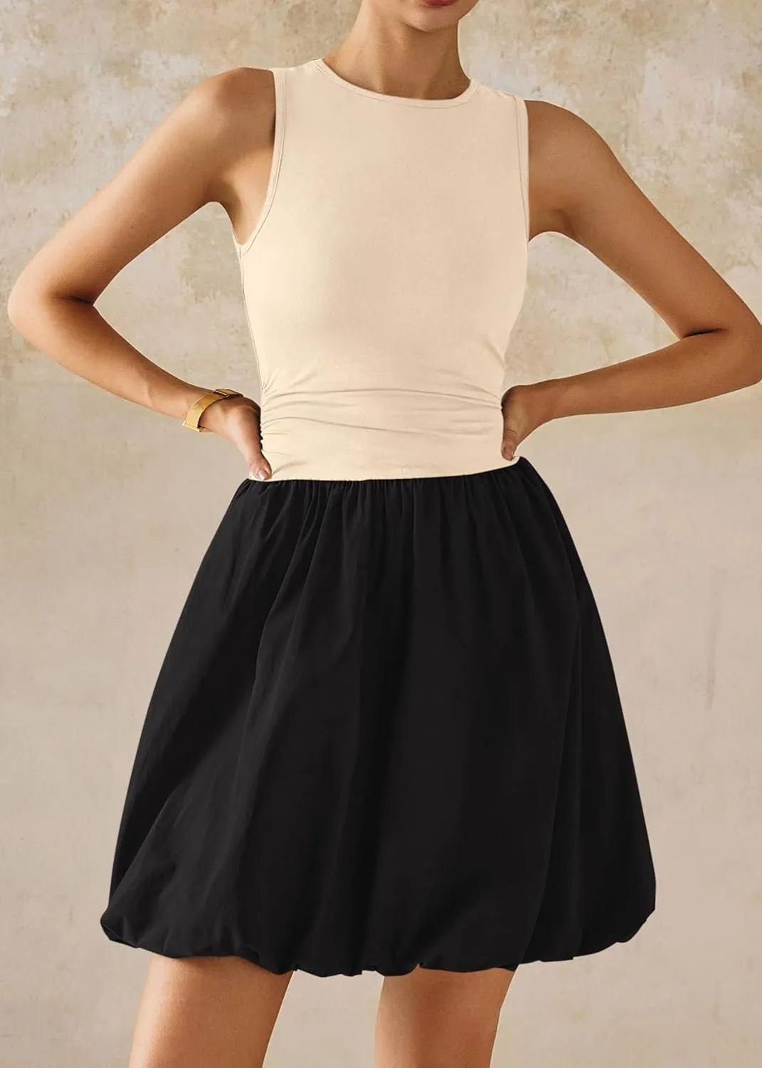 KIRUNDO Summer Bubble Dress for Women 2025 Casual Mini Spring Bodycon Cocktail Dresses Sleeveless Drop Waist Sundress Beach