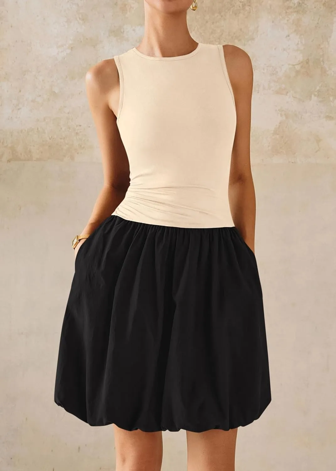 KIRUNDO Summer Bubble Dress for Women 2025 Casual Mini Spring Bodycon Cocktail Dresses Sleeveless Drop Waist Sundress Beach