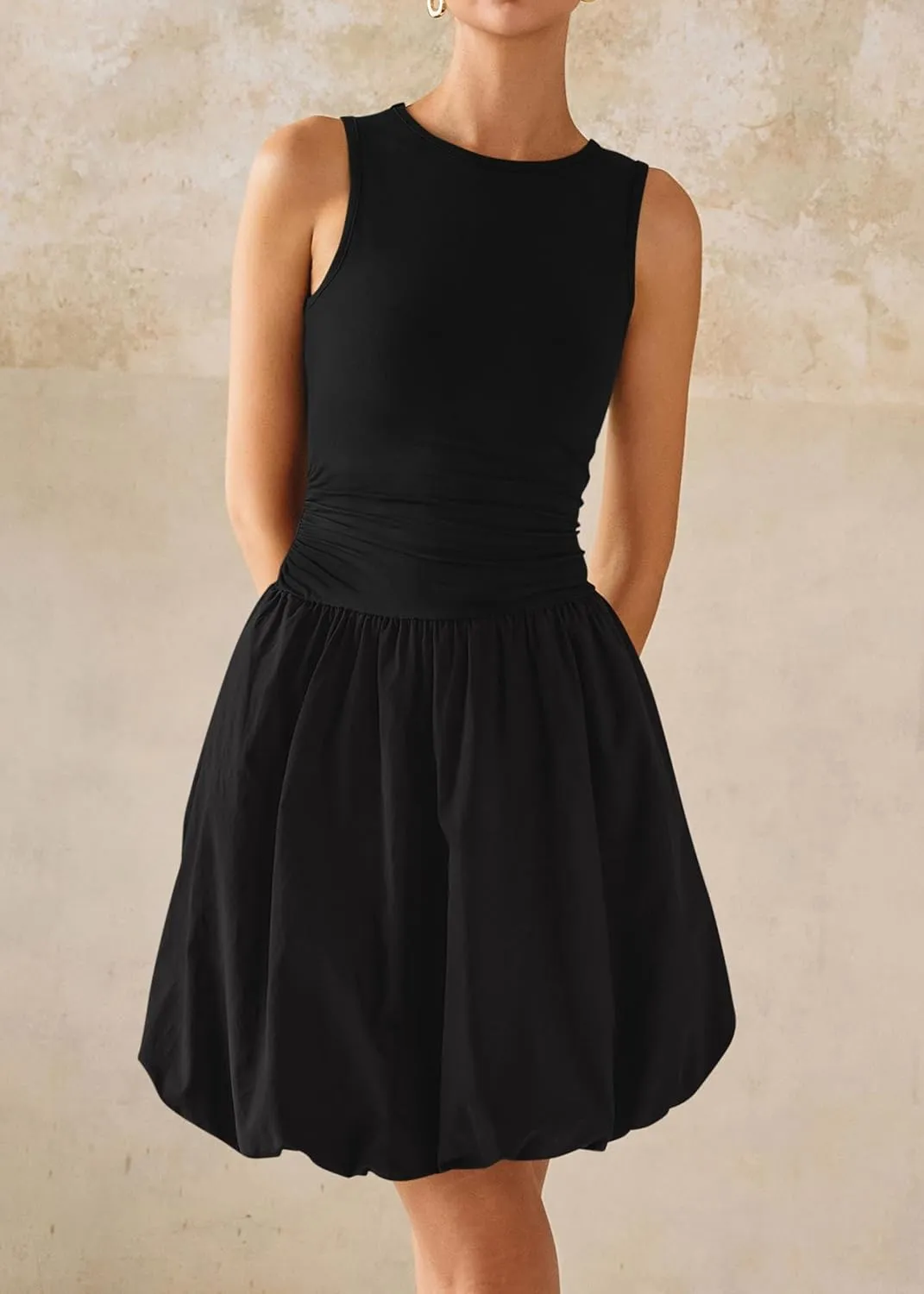 KIRUNDO Summer Bubble Dress for Women 2025 Casual Mini Spring Bodycon Cocktail Dresses Sleeveless Drop Waist Sundress Beach
