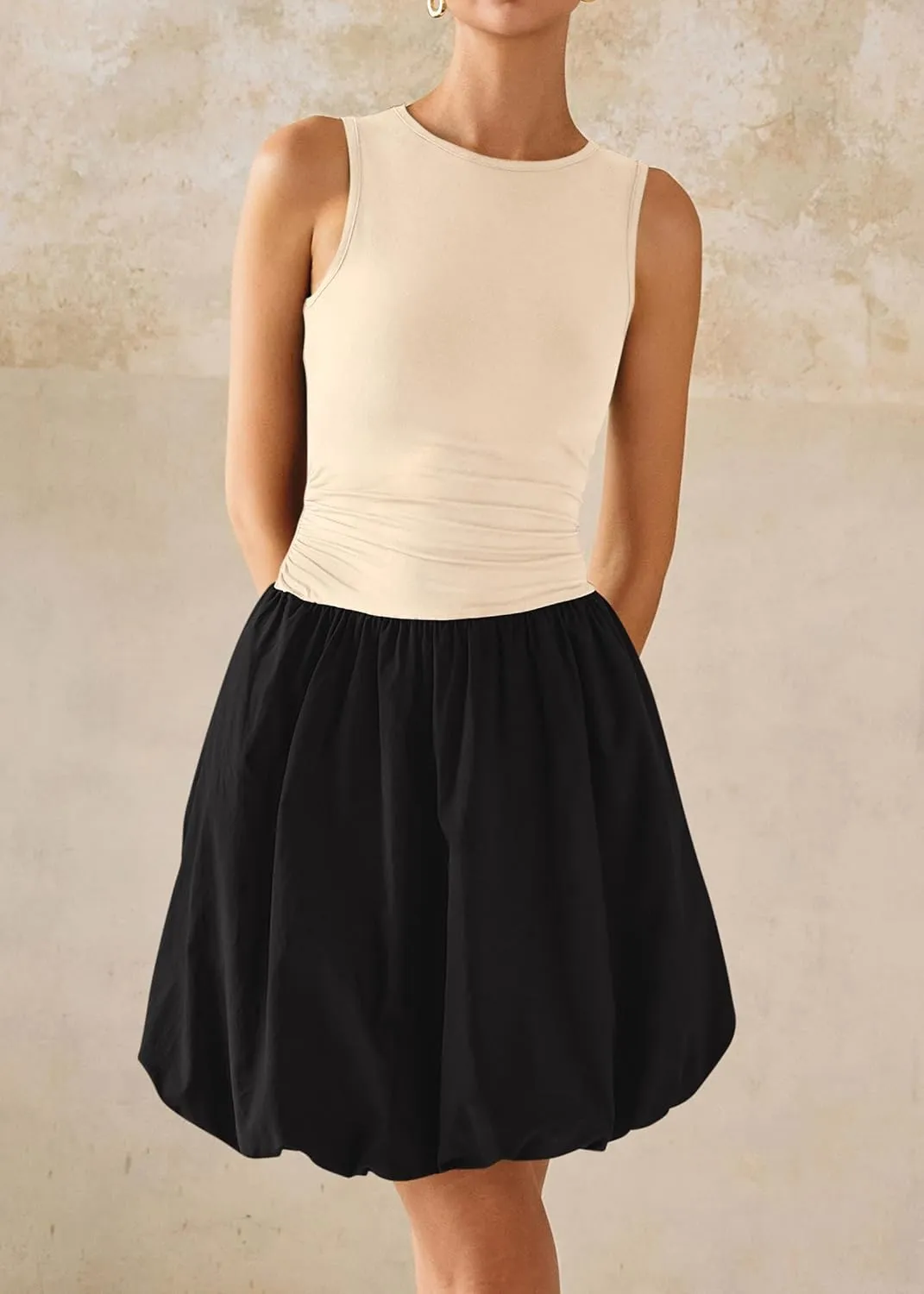 KIRUNDO Summer Bubble Dress for Women 2025 Casual Mini Spring Bodycon Cocktail Dresses Sleeveless Drop Waist Sundress Beach