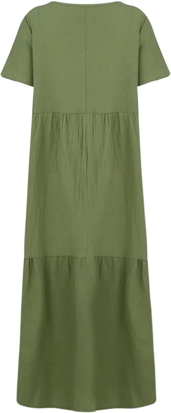 Ladies Easter Dresses Summer Maxi Dresses 2025 Floral Pattern V-Neck Classical Casual Church Services Casual Dresses