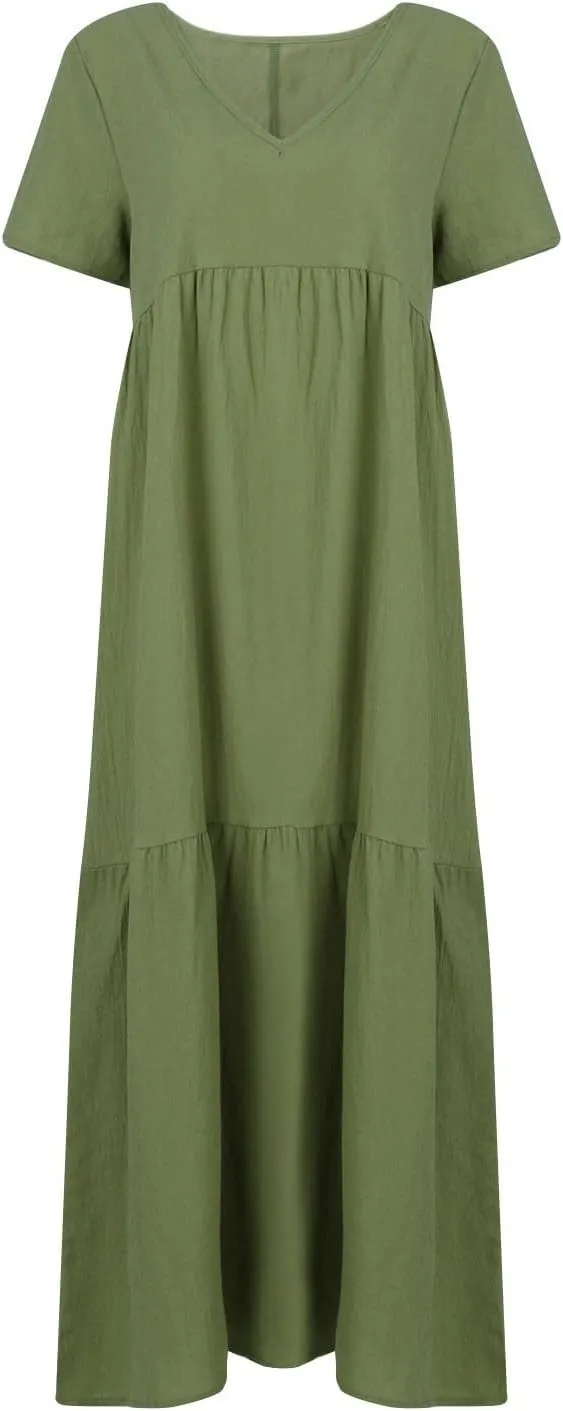 Ladies Easter Dresses Summer Maxi Dresses 2025 Floral Pattern V-Neck Classical Casual Church Services Casual Dresses