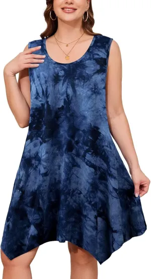 LARACE Plus Size Summer Dresses for Womens Sleeveless Midi Sundress with Pockets Casual Loose Fitting Tank Dress Flowy Dress