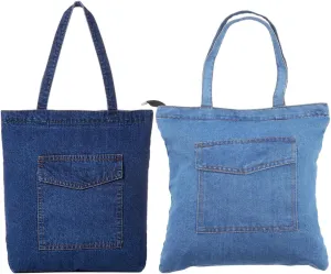 LIFKOME Large Capacity Denim Tote Bag for Women Lightweight Unisex Jean Shoulder Handbag for Travel Shopping Work Comfortable Shoulder Strap Easy