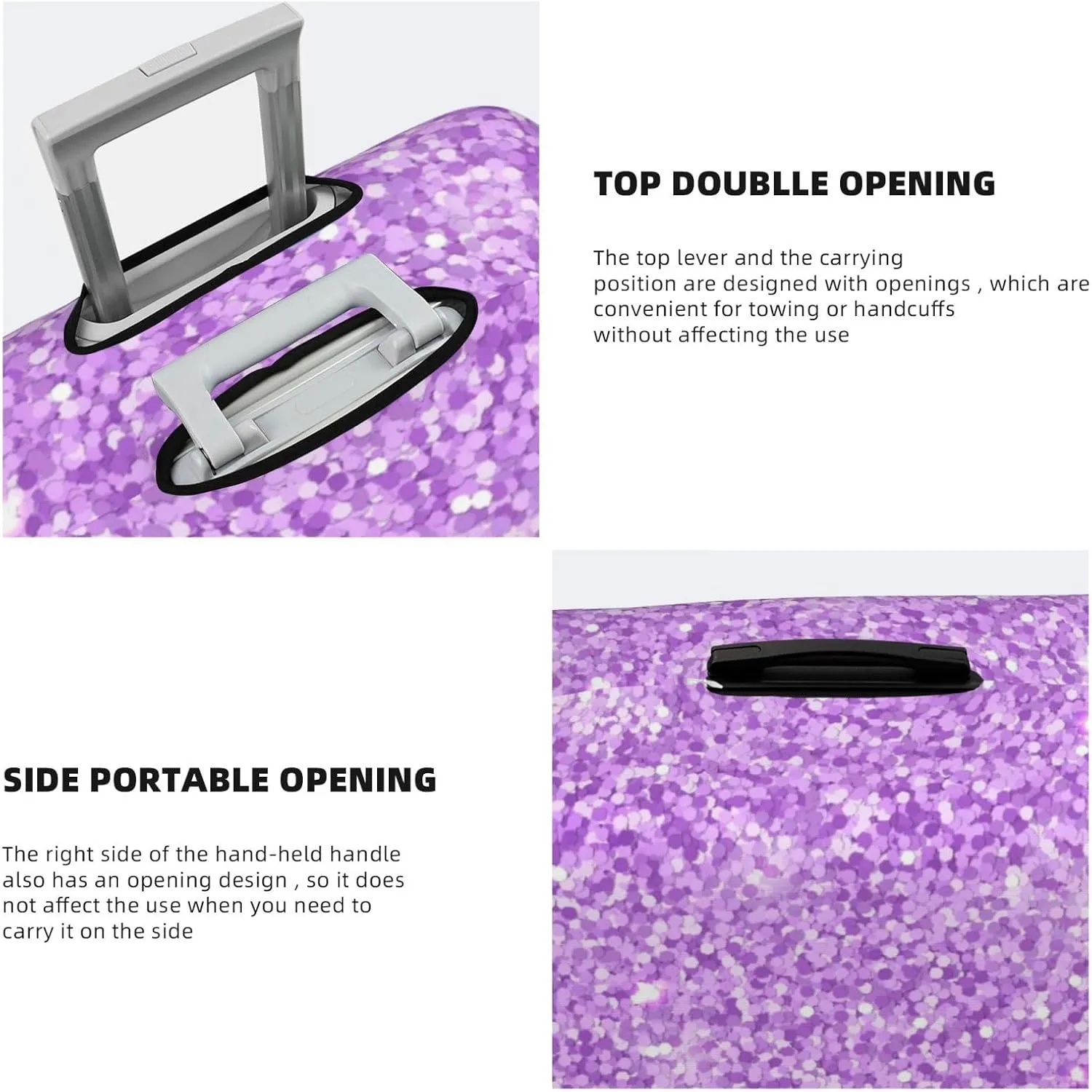 Lilac Glittering Luggage Cover,Washable Suitcase Covers Fashion Luggage Covers,Anti-Scratch Suitcase Protector Cover