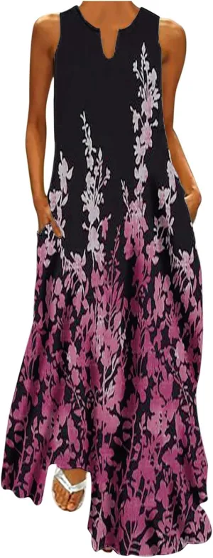 LRMQS Summer Dresses for Women 2025 Vacation Beach Casual Flowy Spring Maxi Dress Floral Plus Size Sundress Long Sun Dresses