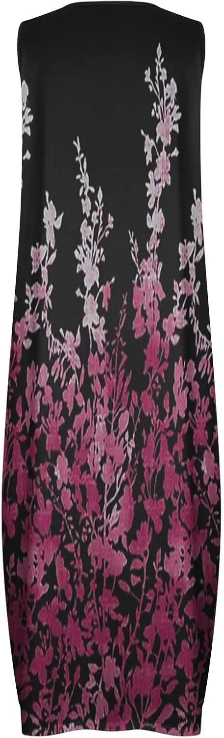 LRMQS Summer Dresses for Women 2025 Vacation Beach Casual Flowy Spring Maxi Dress Floral Plus Size Sundress Long Sun Dresses