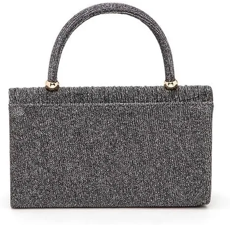 Lurex Pleated Top Handle Sparkly Handbag with Chain Evening Clutch Bag Luxury Womens Handbag Parties Weddings Dinners