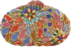 Luxury Crystal Clutch Rhinestones Evening Bag Hollow Out 3D Flower Handbag Evening Wedding Prom Bag
