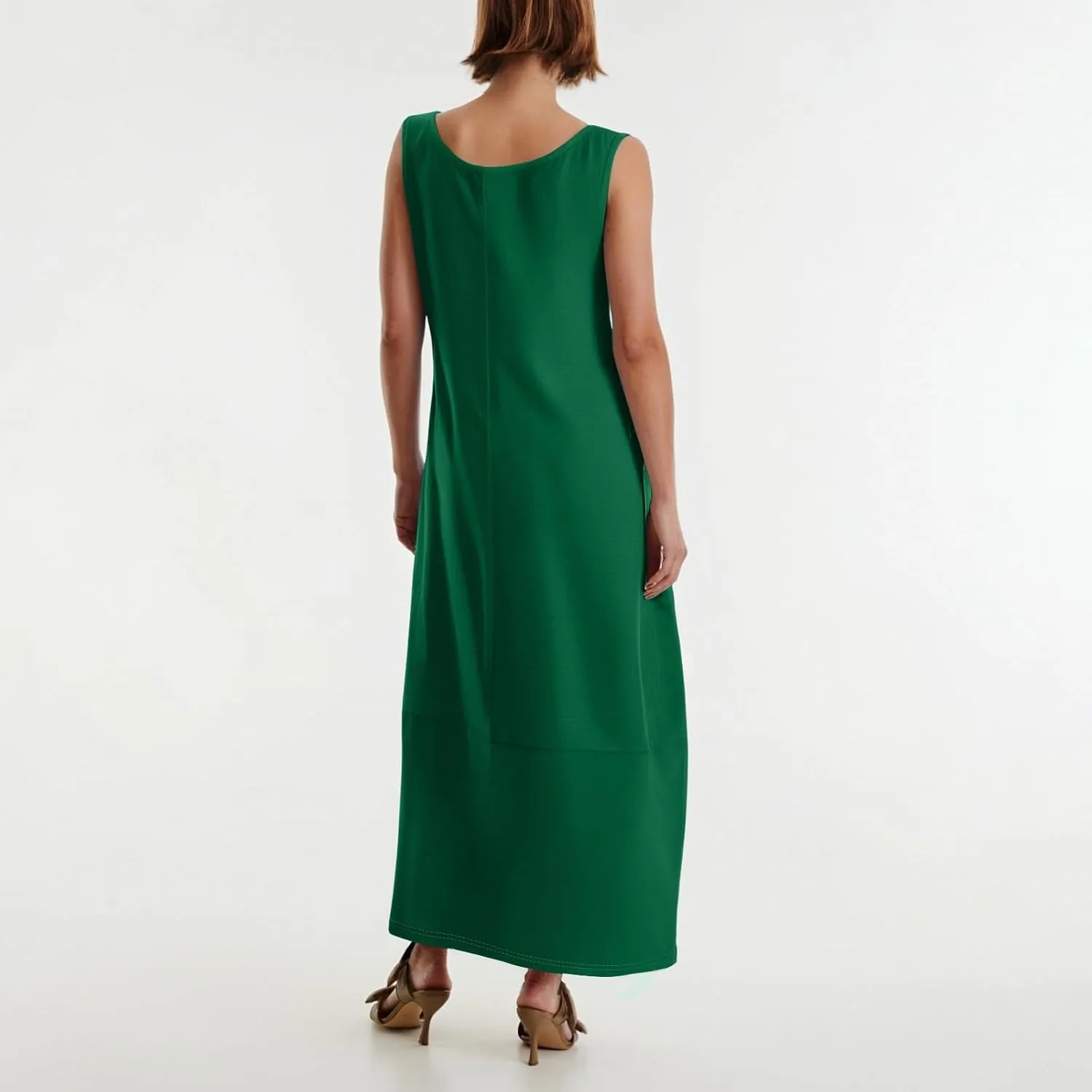 Maxi Dresses for Women 2025 Summer Beach Vacation Boho Dress Plus Size Sleeveless Crewneck Sundresses with Pockets