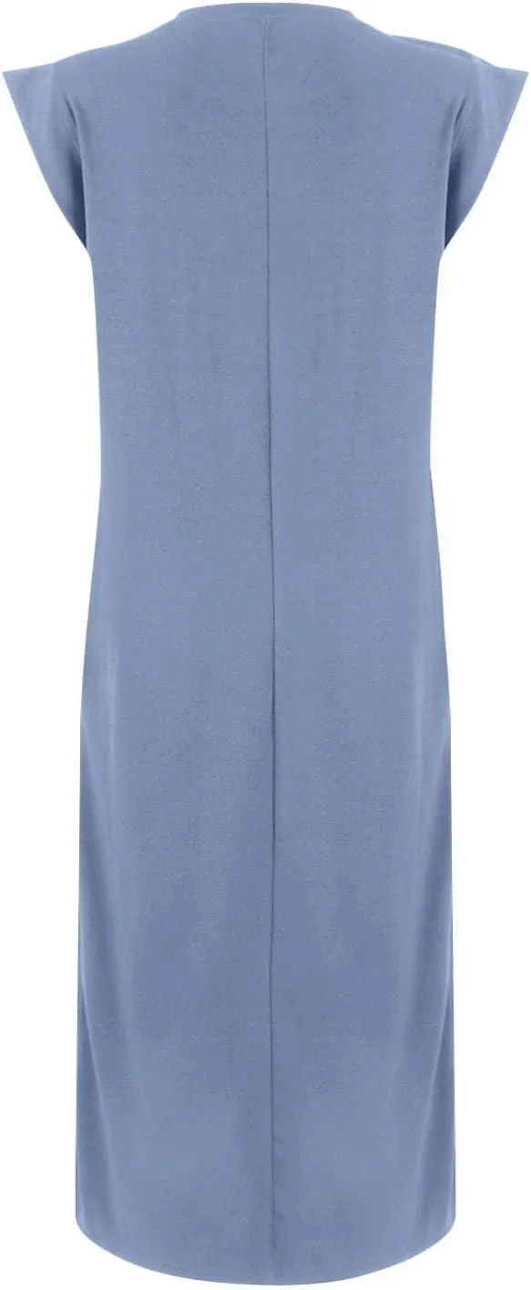 Maxi Dresses for Women 2025 Summer Short Sleeve Beach Sundresses Casual Crewneck Split Long Dress with Pocket