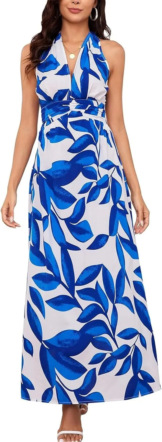Maxi Dresses for Women 2025 Vacation Beach Summer Dresses Flowy Ruffle Boho Floral Printed Sundresses