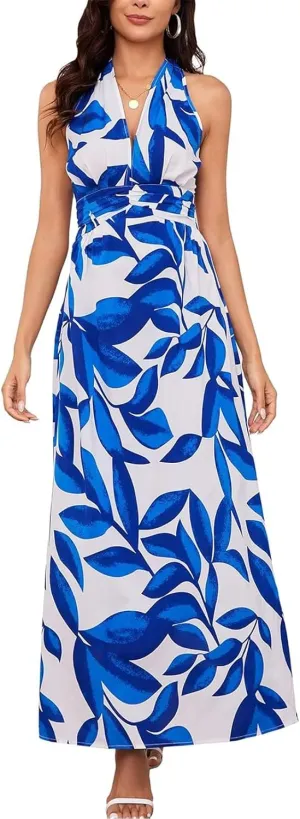 Maxi Dresses for Women 2025 Vacation Beach Summer Dresses Flowy Ruffle Boho Floral Printed Sundresses