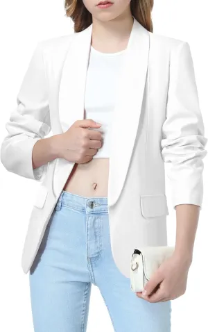 Mebius Girls Blazer Jacket Long Sleeve Shawl Collar Open Front Formal Blazers Suit Inner Pocket for Kids Size 6-12 Year