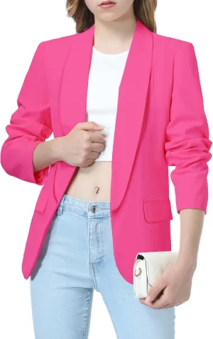 Mebius Girls Blazer Jacket Long Sleeve Shawl Collar Open Front Formal Blazers Suit Inner Pocket for Kids Size 6-12 Year