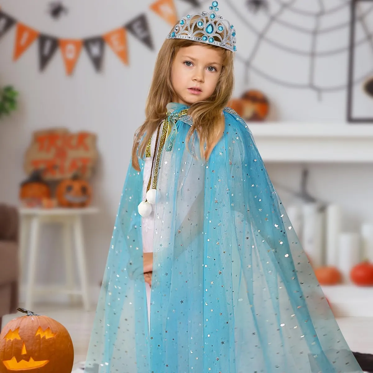 Meland Princess Dress up Clothes for Little Girl, 11Pcs Princess Cape with Crown, Princess Dresses for Girl 3-8 Birthday Gift