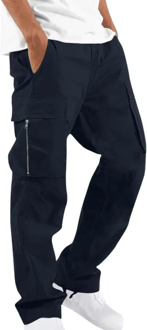 Mens Cargo Pants Casual Joggers Athletic Pants Cotton Loose Straight Sweatpants with Multil Pockets Outdoor Apparel