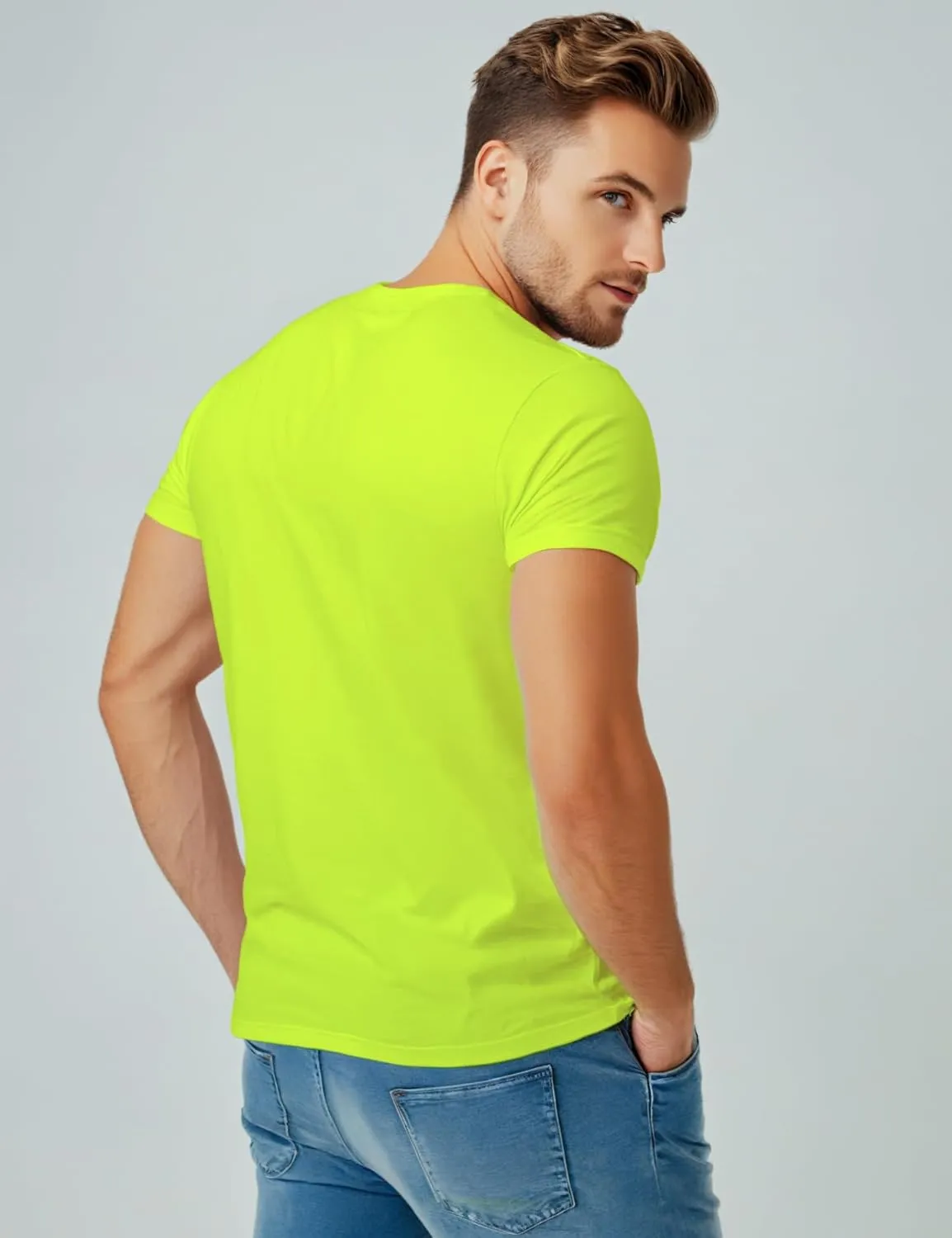 Mens Crewneck Tshirt Plain, Relaxed Fitted Basic T Shirts