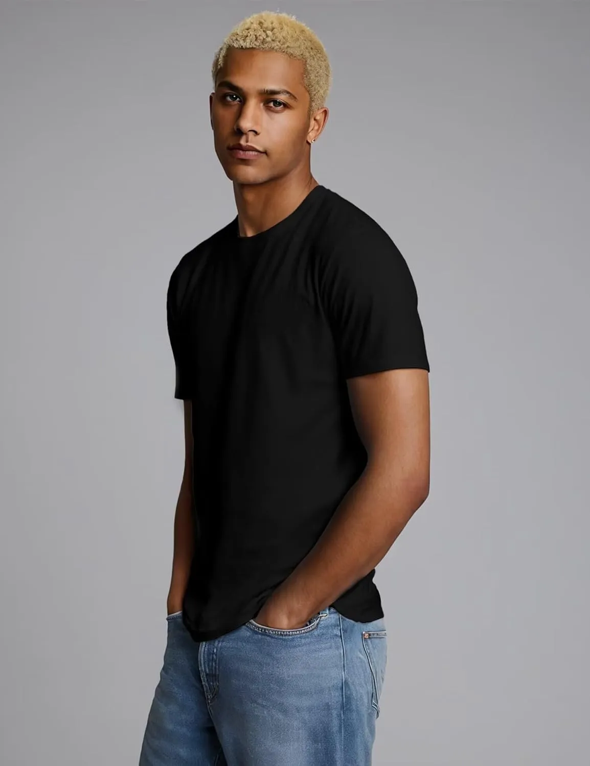 Mens Crewneck Tshirt Plain, Relaxed Fitted Basic T Shirts