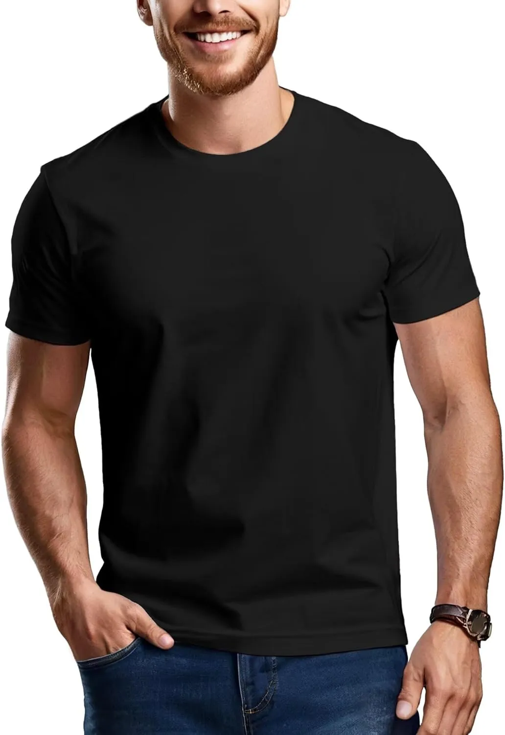Mens Crewneck Tshirt Plain, Relaxed Fitted Basic T Shirts