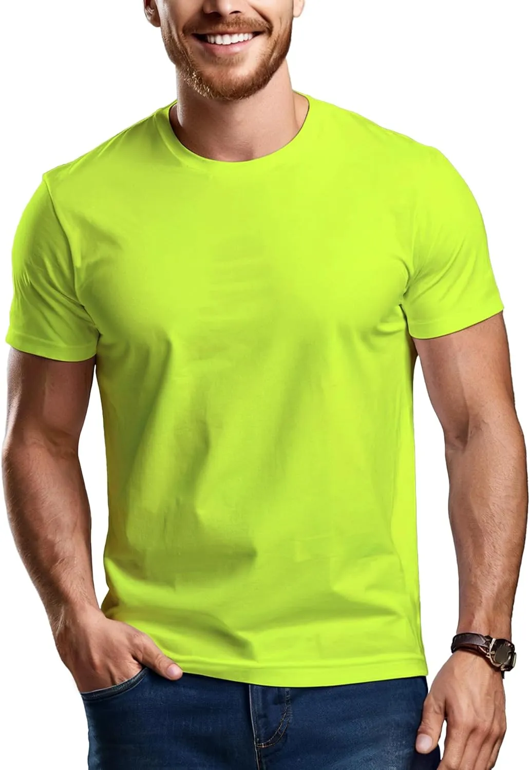 Mens Crewneck Tshirt Plain, Relaxed Fitted Basic T Shirts