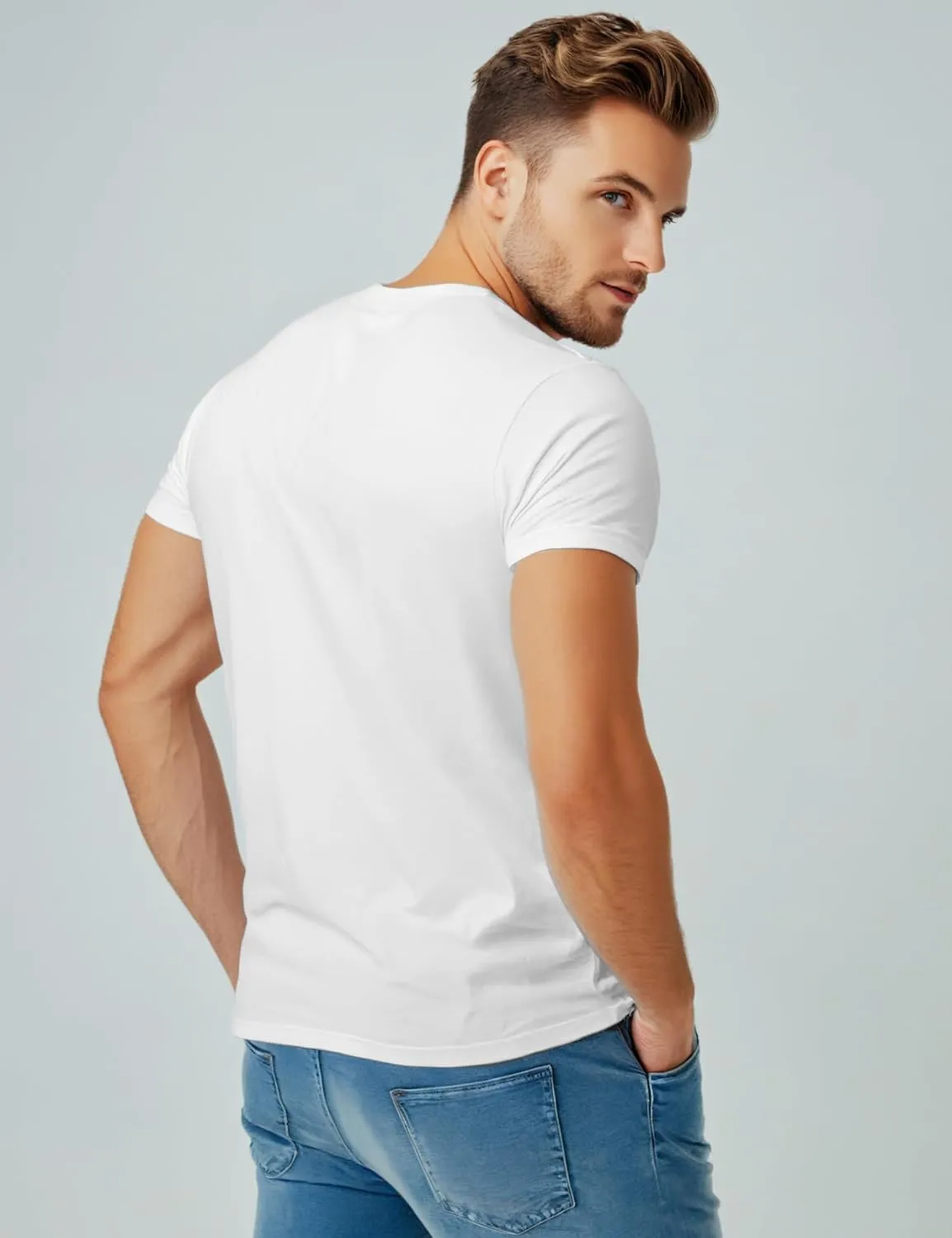Mens Crewneck Tshirt Plain, Relaxed Fitted Basic T Shirts
