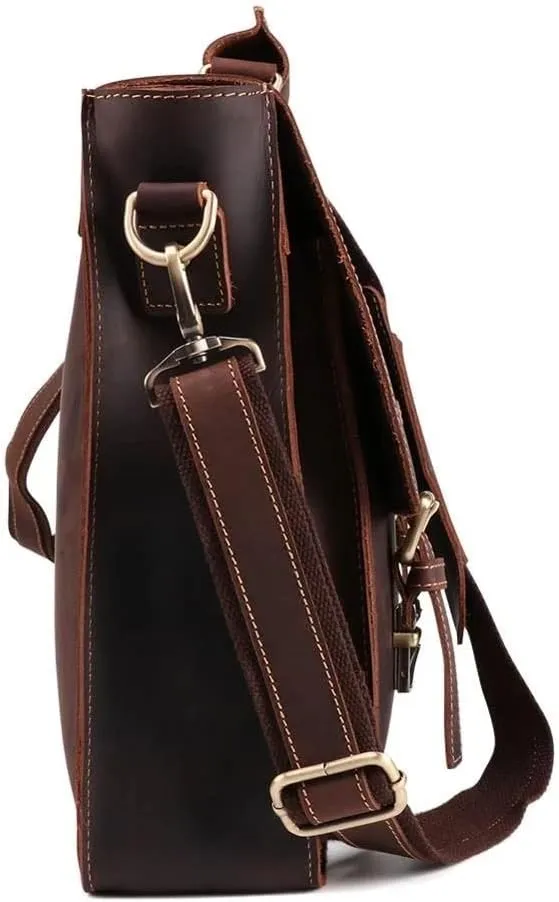 Men's Handbag Crazy Horse Leather Tote Shoulder Bag Leather Briefcase