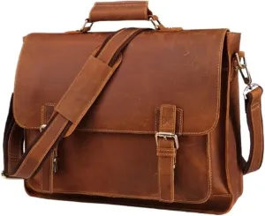 Men's Handbag Crazy Horse Leather Tote Shoulder Bag Leather Briefcase