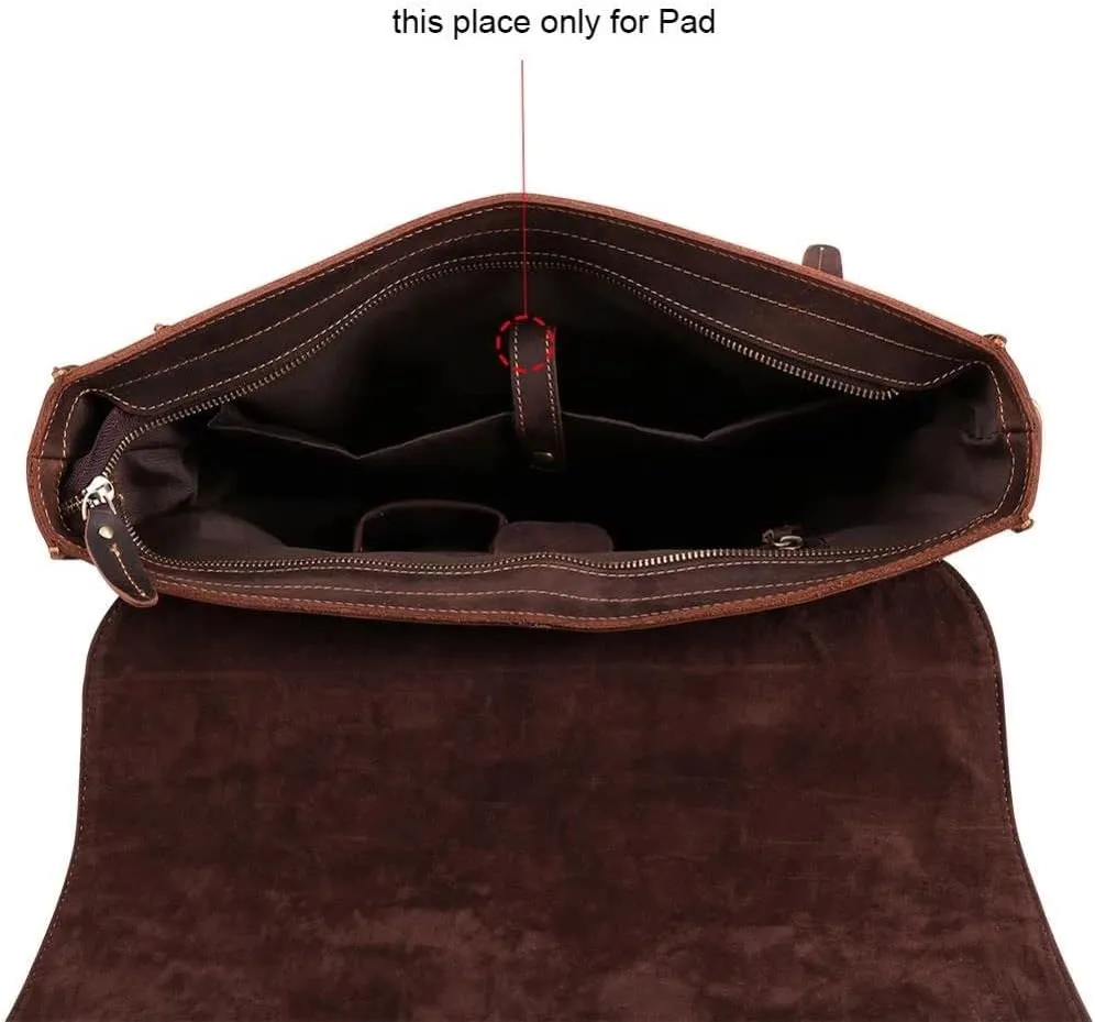 Men's Handbag Crazy Horse Leather Tote Shoulder Bag Leather Briefcase