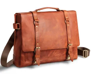 Men's Leather Briefcase for 15-16 Inch MacBook, Extra Large leather laptop bag for men with Padded Compartment, Premium Genuine Leather Rugged Satchel Shoulder leather bag for men, Stylish Business briefcases for men