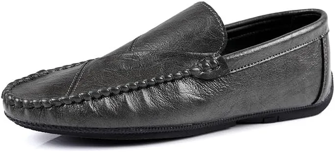 Mens Loafers Shoe Round Toe Vegan Leather Driving Style Loafer Flat Heel Resistant Lightweight Wedding Classic Slip On