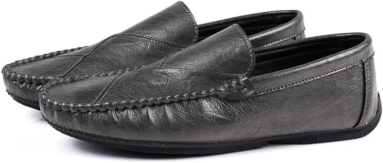 Mens Loafers Shoe Round Toe Vegan Leather Driving Style Loafer Flat Heel Resistant Lightweight Wedding Classic Slip On