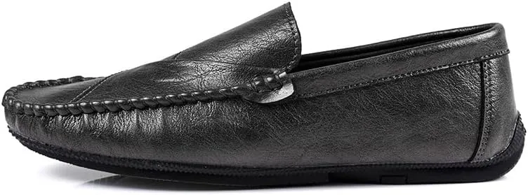 Mens Loafers Shoe Round Toe Vegan Leather Driving Style Loafer Flat Heel Resistant Lightweight Wedding Classic Slip On