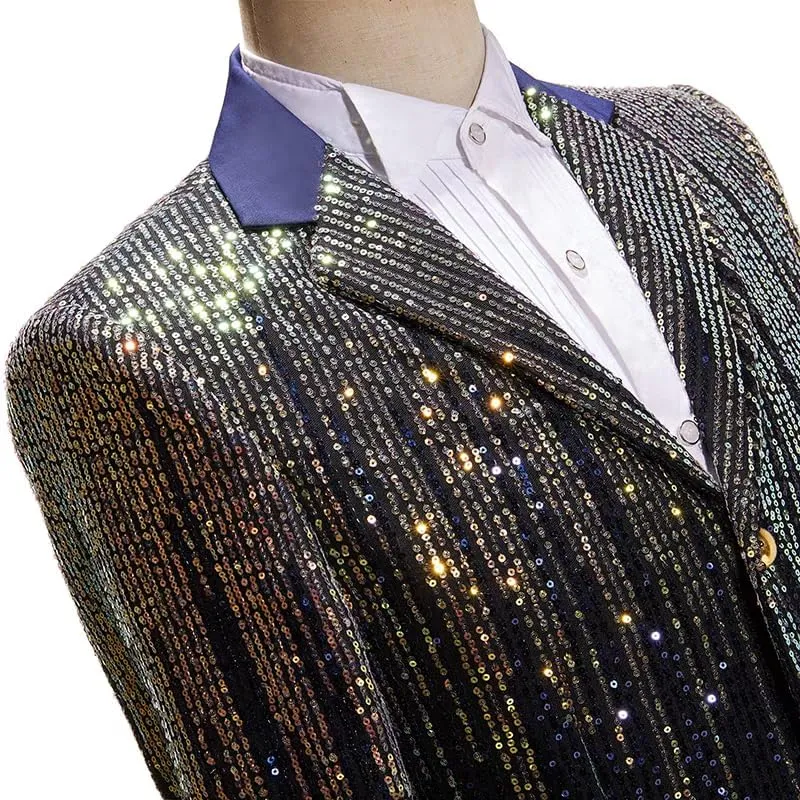 Men's Sequin Jacket, Party, Ball, Wedding, 3-Button Jacket.
