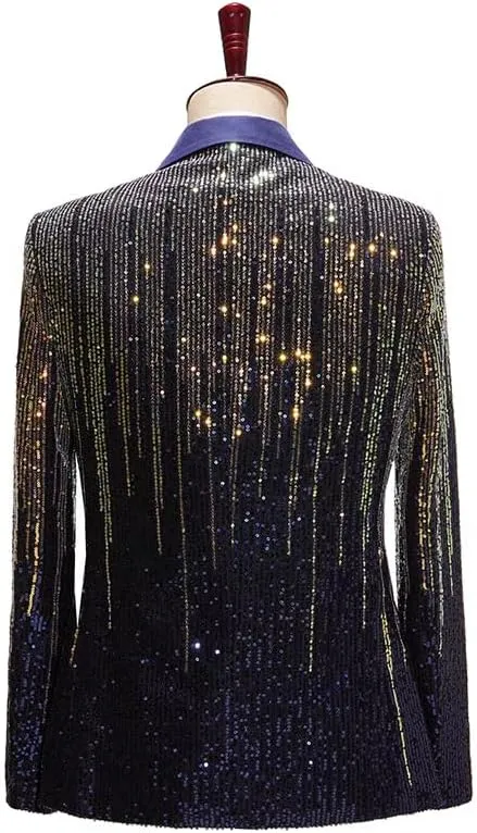 Men's Sequin Jacket, Party, Ball, Wedding, 3-Button Jacket.