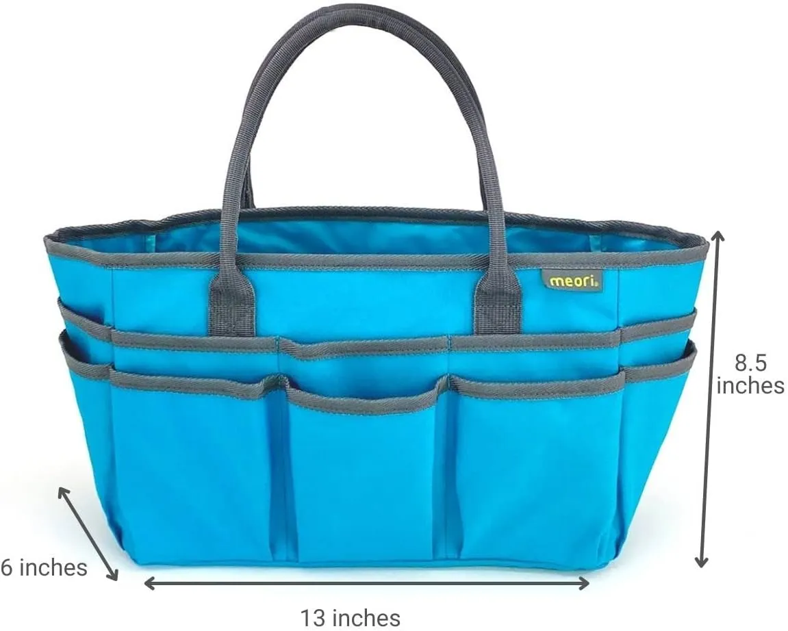 meori Large Portable Craft Tote Bag Caddy Organizer Structured Bottom Zipper Pocket Sewing Paper Art Quilting Padded Handles (Azure Blue)