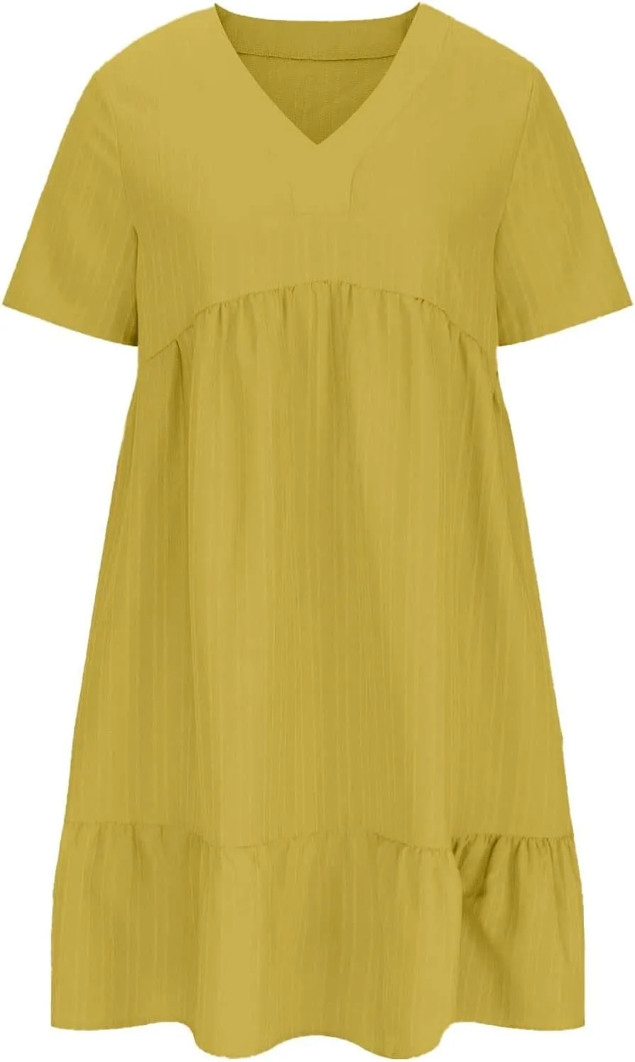 Moomoo Dresses for Women Loose Fit Short Sleeve Tunic Dress with Pockets Beach Vacation Outfit