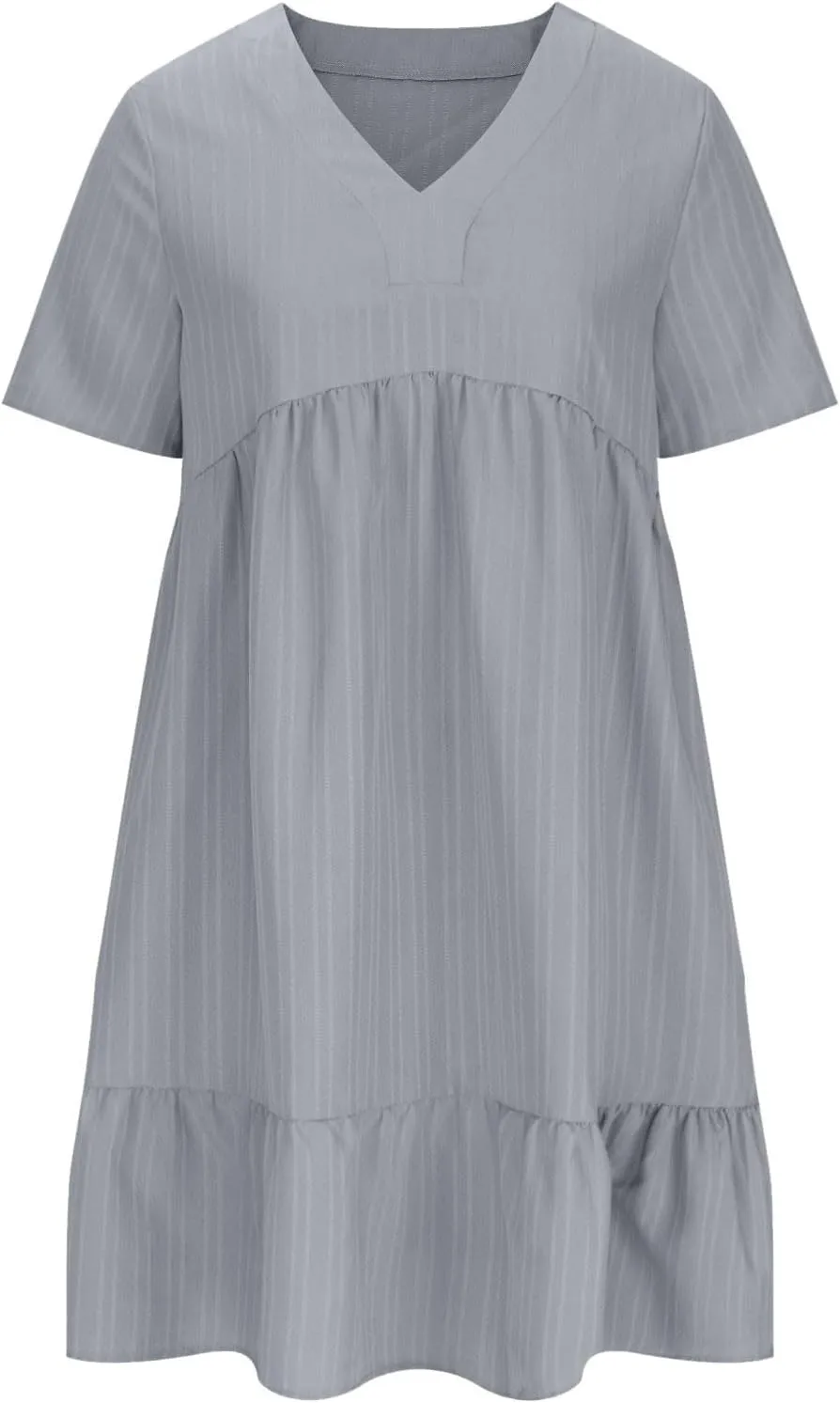 Moomoo Dresses for Women Loose Fit Short Sleeve Tunic Dress with Pockets Beach Vacation Outfit
