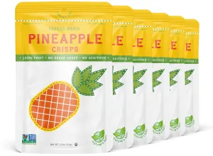 Nature’s Turn Freeze-Dried Fruit Snacks, Pineapple Crisps - Pack of 6 (1.2 oz Each)
