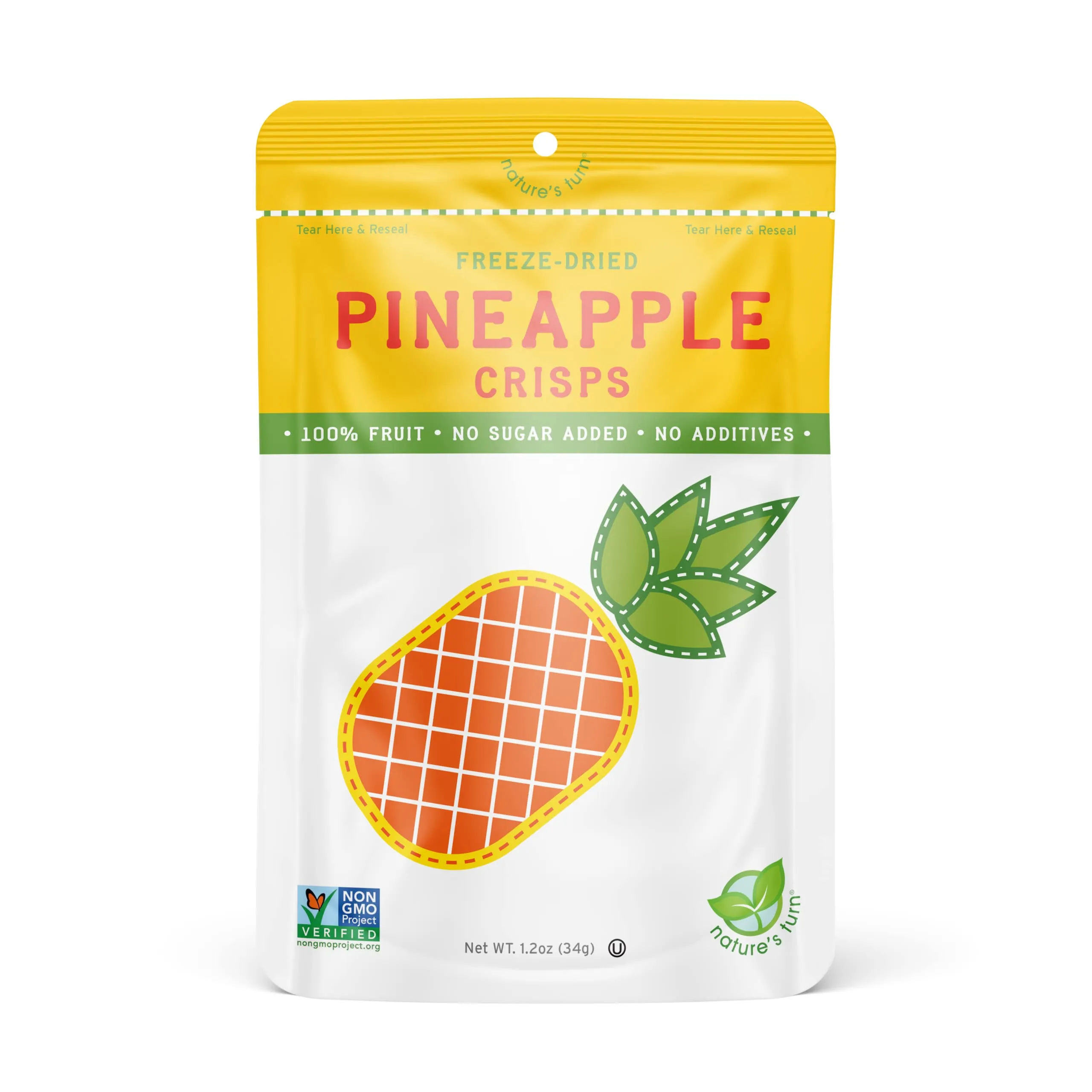 Nature’s Turn Freeze-Dried Fruit Snacks, Pineapple Crisps - Pack of 6 (1.2 oz Each)