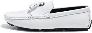 New Loafers for Men Round Toe Vegan Leather Brogue Embossed with Tassel Driving Loafers Anti-Slip Flexible Flat Heel Party Classic Slip On