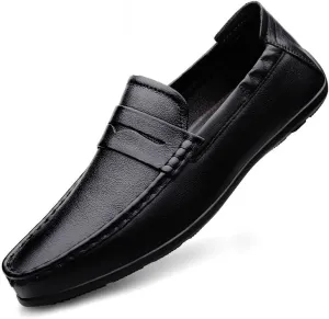 New Loafers for Men Vegan Leather Stitching Details Penny Loafers Anti-Slip Flexible Flat Heel Party Prom Slip On