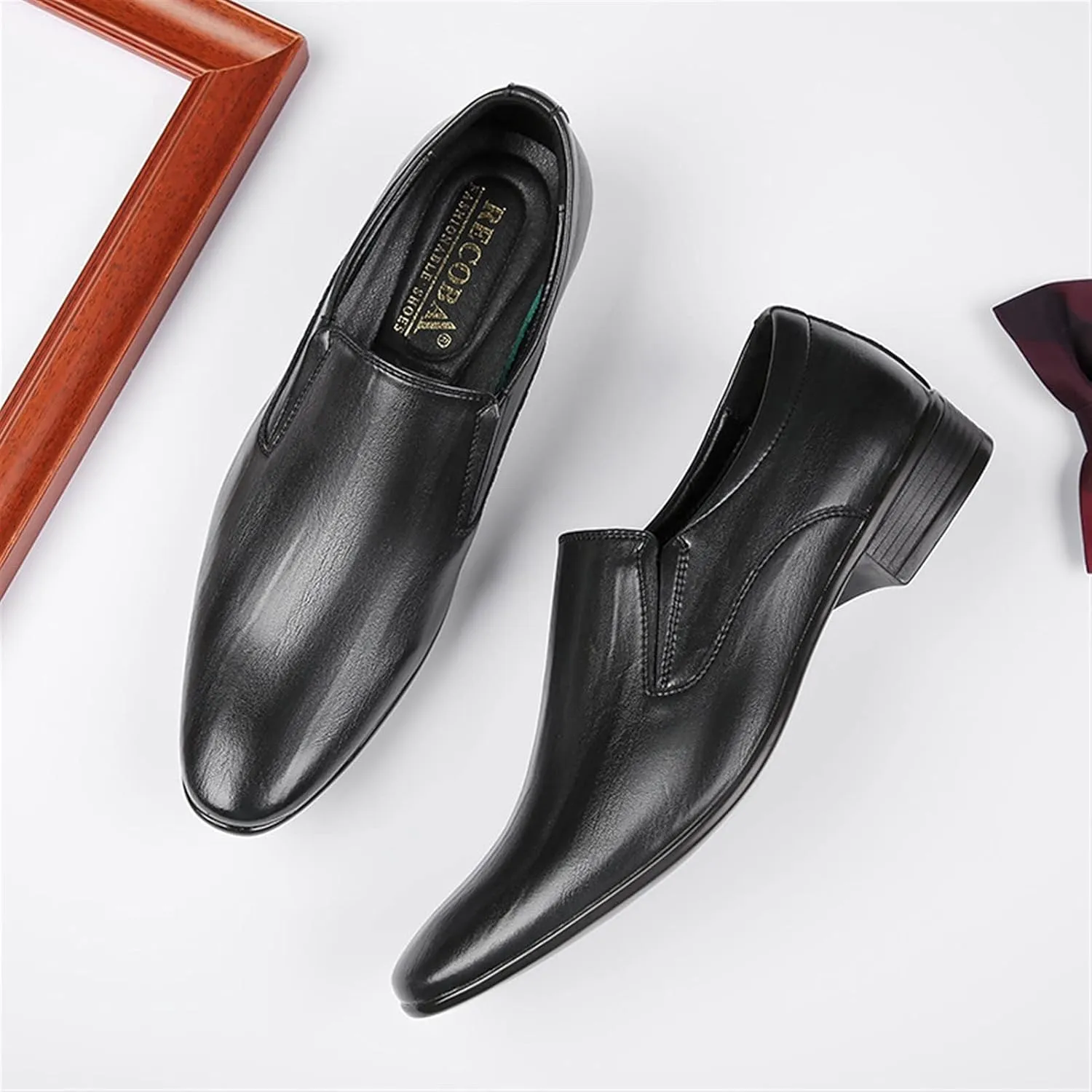 New Men's Loafers Burnished Toe Venetian Loafers Vegan Leather Slip Resistant Flat Heel Anti-slip Wedding Slip-ons