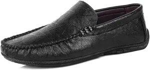 New Mens Loafers Round Toe Vegan Leather Driving Style Loafer Flat Heel Slip Resistant Anti-Slip Casual Slip-on